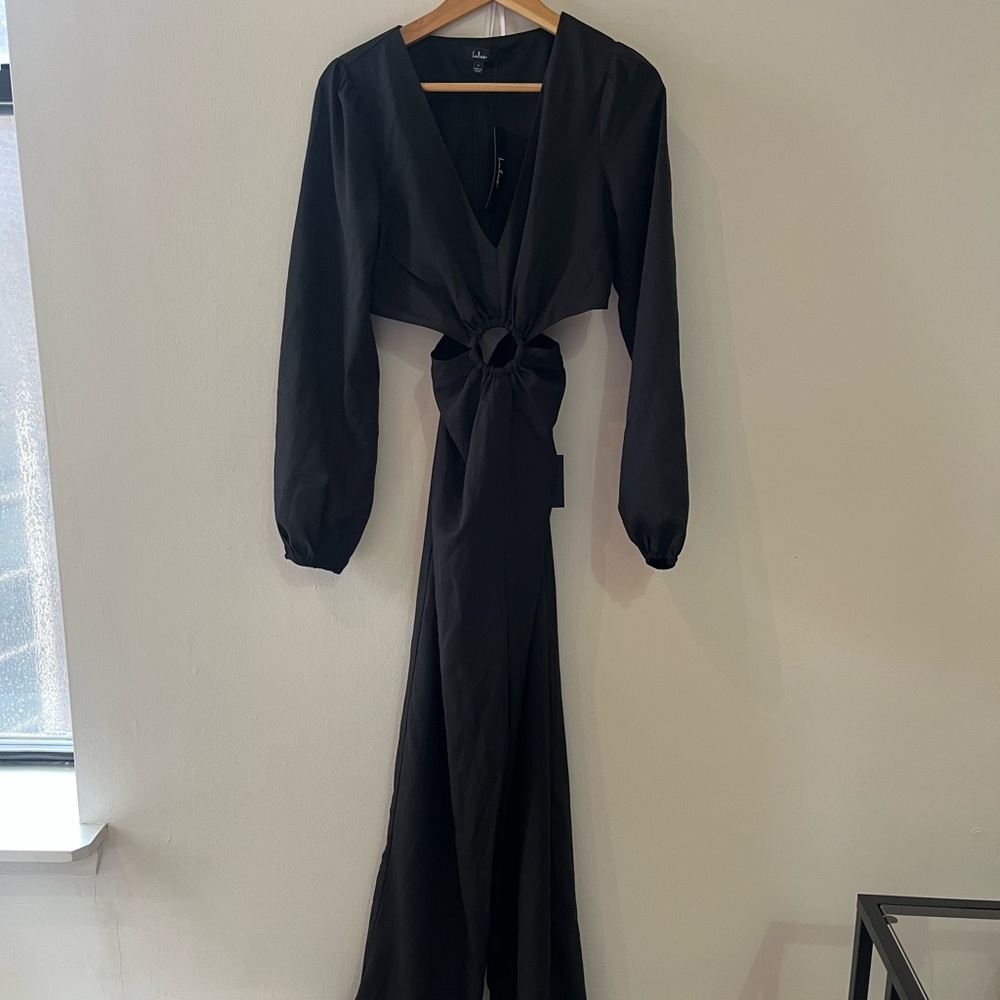 Lulu's Black Long Sleeve Knot romper